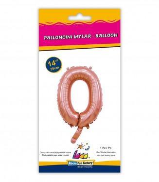 PALLONCINO MYLAR 14INCH NUMERO 0 ROSA GOLD