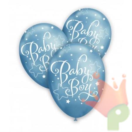 PALLONCINI BLU METAL BABY BOY 5 PZ 12 INCH 30 CM