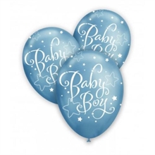 PALLONCINI BLU METAL BABY BOY 5 PZ 12 INCH 30 CM