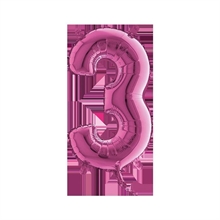 PALLONCINO MYLAR NUMERO 3 MEDIO 14INCH 36CM FUCSIA 5PZ