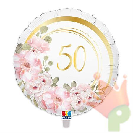 PALLONCINO MYLAR 50 ANNIVERSARIO FLORAL 45 CM