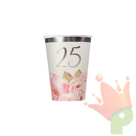 BICCHIERI 200 CC 25° ANNIVERSARIO FLORAL 8 PZ