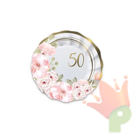 PIATTI 50° ANNIVERSARIO FLORAL 20 CM 8 PZ