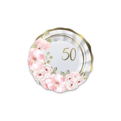 PIATTI 50° ANNIVERSARIO FLORAL 20 CM 8 PZ