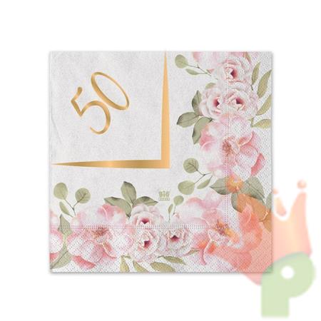 TOVAGLIOLI 50° ANNIVERSARIO FLORAL 25X25 CM 20 PZ