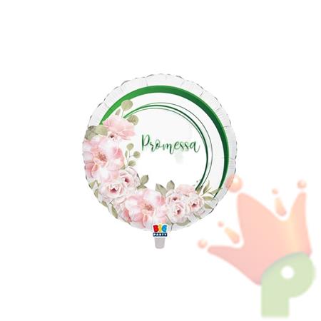 PALLONCINO MYLAR TONDO PROMESSA FLORAL 45 CM