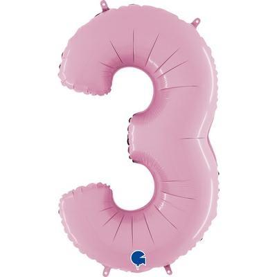 PALLONCINO MYLAR NUMERO 3 ROSA 102 CM