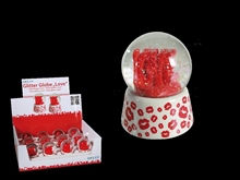 SFERA GLITTER BIANCA LOVE CON LABBRA ROSSE 6,5X4,5CM