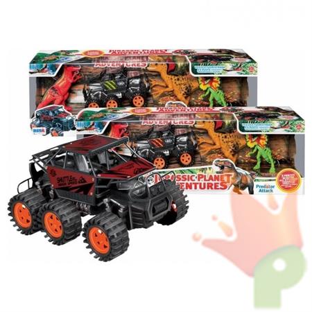 PLAYSET AUTO CON 6 RUOTE E TRE DINOSAURI