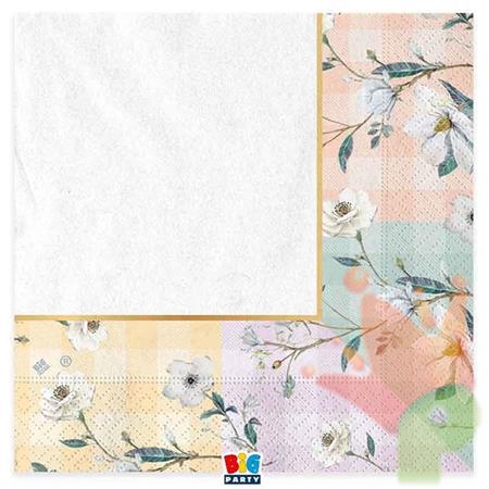 TOVAGLIOLI FLORAL VICHY 33X33 CM 16 PZ