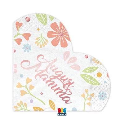 TOVAGLIOLI CUORE AUGURI MAMMA 33X33 CM 16 PZ