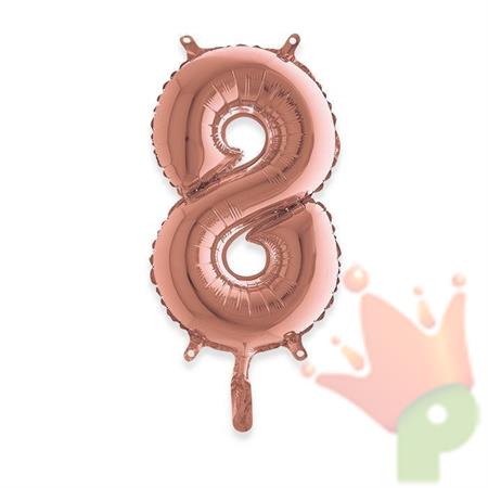 PALLONCINO MYLAR NUMERO 8 14INCH - 36CM ROSE GOLD