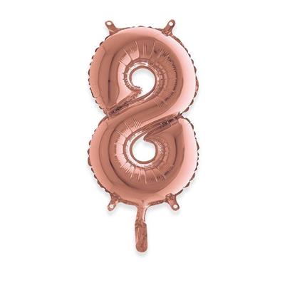 PALLONCINO MYLAR NUMERO 8 14INCH - 36CM ROSE GOLD