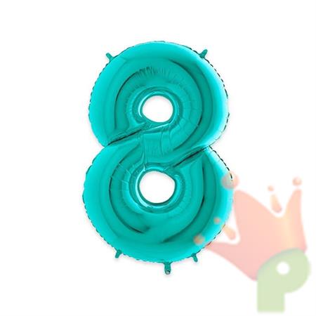 PALLONCINI MYLAR NUMERO 8 40INCH - 102CM ACQUA MARINA