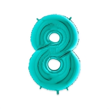 PALLONCINI MYLAR NUMERO 8 40INCH - 102CM ACQUA MARINA