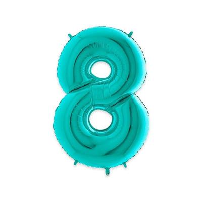 PALLONCINI MYLAR NUMERO 8 40INCH - 102CM ACQUA MARINA