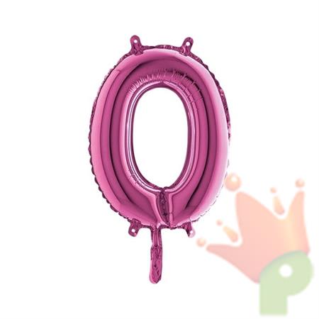 PALLONCINO MYLAR NUMERO 0 14INCH 36CM FUCSIA