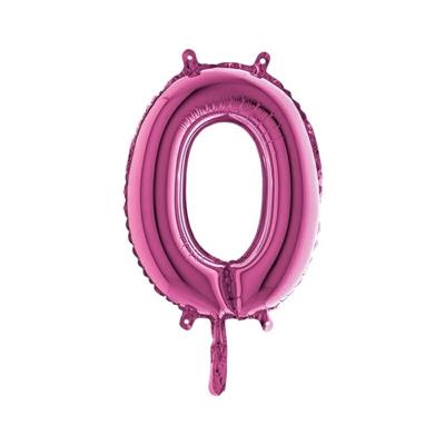 PALLONCINO MYLAR NUMERO 0 14INCH 36CM FUCSIA