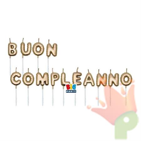 SET CANDELINE BUON COMPLEANNO ORO METAL 7 CM