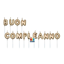 SET CANDELINE BUON COMPLEANNO ORO METAL 7 CM