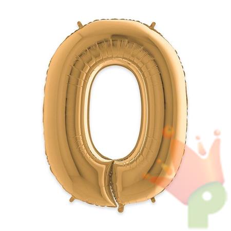 PALLONCINO MYLAR NUMERO 0 ORO 102 CM