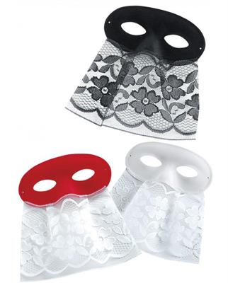 MASCHERA DOMINO SCAMOSCIATA CON BAUTTA IN PIZZO COLORE ASSORTITO