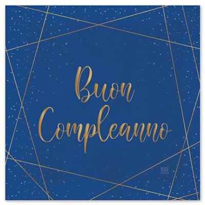 TOVAGLIOLI BUON COMPLEANNO BLUE GOLD 20 PZ 33X33 CM