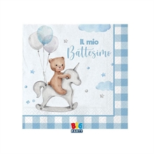 TOVAGLIOLI BATTESIMO TEDDY BEAR CELESTE 20 PZ 25X25 CM