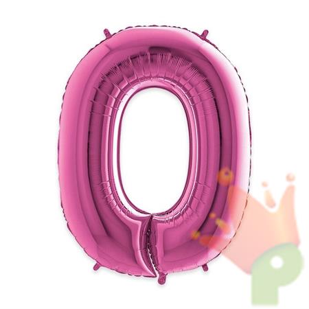 PALLONCINO MYLAR NUMERO 0 FUCSIA 102 CM