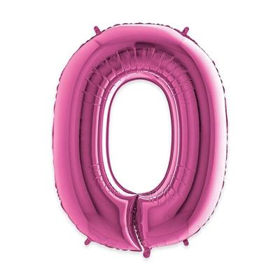 PALLONCINO MYLAR NUMERO 0 FUCSIA 102 CM