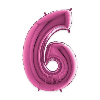 PALLONCINO MYLAR NUMERO 6 FUCSIA 102 CM