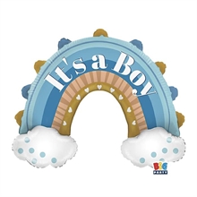 PALLONCINO NASCITA ARCOBALENO AZZURRO IT'S A BOY 106X78 CM