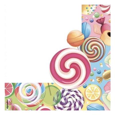 TOVAGLIOLI TEMA CARAMELLE CANDY 33X33 CM 20 PZ