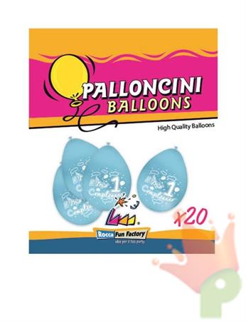 PALLONCINI 9INCH 1° COMPLEANNO CELESTE 20PZ