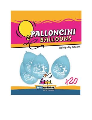 PALLONCINI 9INCH 1° COMPLEANNO CELESTE 20PZ