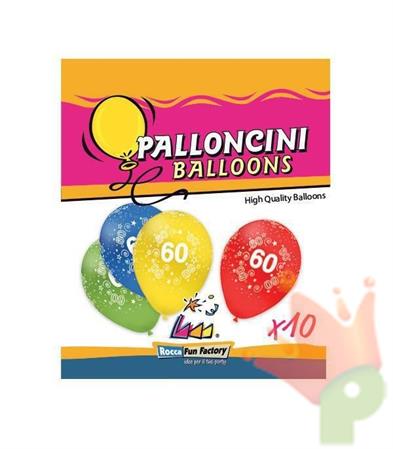 PALLONCINI 11INCH ASSORTITI STAMPA NUMERO 60 10PZ