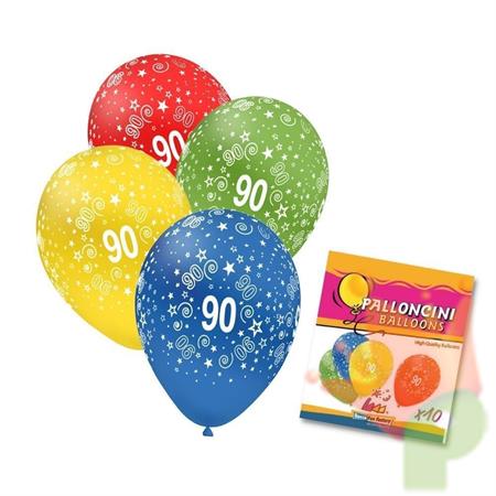 PALLONCINI 11INCH ASSORTITI STAMPA NUMERO 90 10PZ