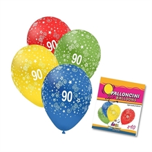 PALLONCINI 11INCH ASSORTITI STAMPA NUMERO 90 10PZ