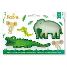 SET 2 TAGLIAPASTA COCCODRILLO E ELEFANTE IN PLASTICA