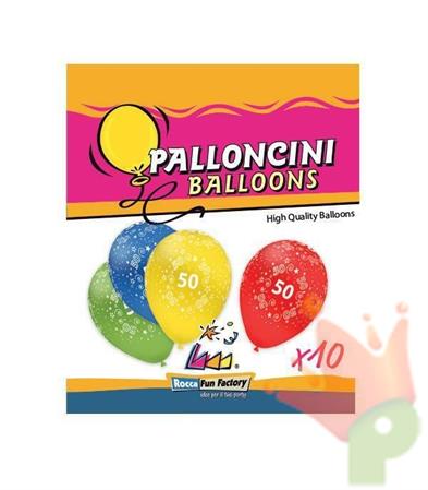 PALLONCINI NUMERO 50 MULTICOLOR 10 PZ 11 INCH 30 CM