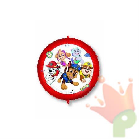 PALLONCINO MYLAR PAW PATROL 45 CM CON PESETTO E NASTRINO