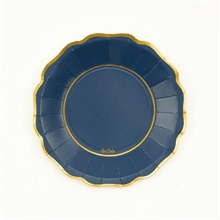 PIATTI IN CARTONCINO BLUE BORDO ORO 21 CM 8 PZ