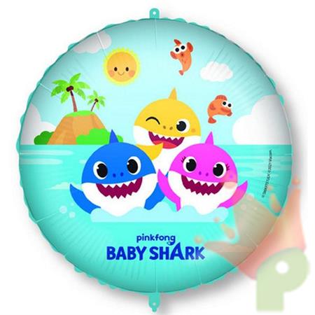 PALLONCINO MYLAR BABY SHARK 45 CM CON PESETTO E NASTRINO