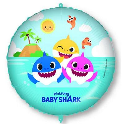 PALLONCINO MYLAR BABY SHARK 45 CM CON PESETTO E NASTRINO