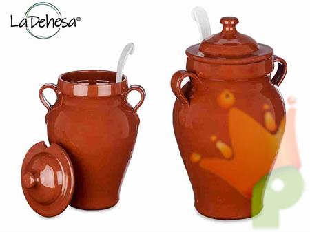 GIARA IN CERAMICA CON CUCCHIAIO COLOR MIELE 2500 ML 17X21X30 CM