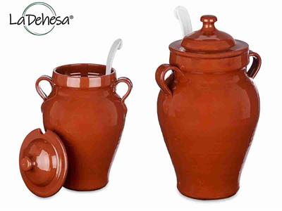 GIARA IN CERAMICA CON CUCCHIAIO COLOR MIELE 2500 ML 17X21X30 CM