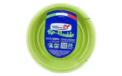 PIATTI FRUTTA REUSABLE VERDE ACIDO 17 CM 25 PZ