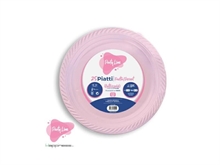 PIATTI PIANI IN PLASTICA ROSA 22 CM 20 PZ