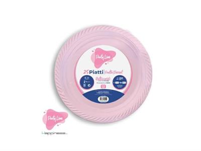 PIATTI PIANI IN PLASTICA ROSA 22 CM 20 PZ