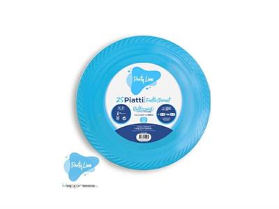 PIATTI PIANI IN PLASTICA CELESTE 22 CM 20 PZ